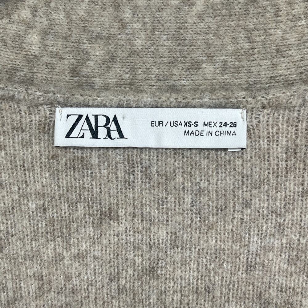 ZARA Sweater Womens XS S Wool Blend Oversized Cardigan Toggle Coatigan Beige - Picture 5 of 12